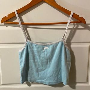 Spaghetti strap cropped blue tank top